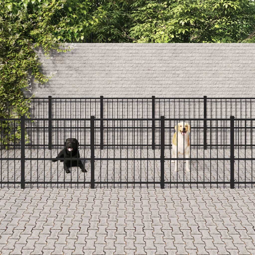 Vidaxl hundekennel for utenfor 14,11 m² stål