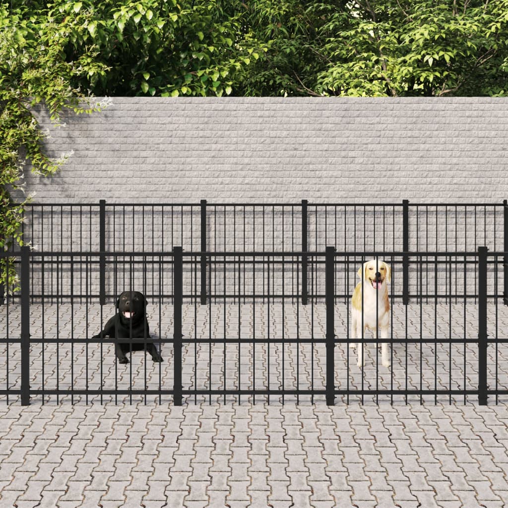 Vidaxl Dog Kennel til udvendig 26,35 m² stål