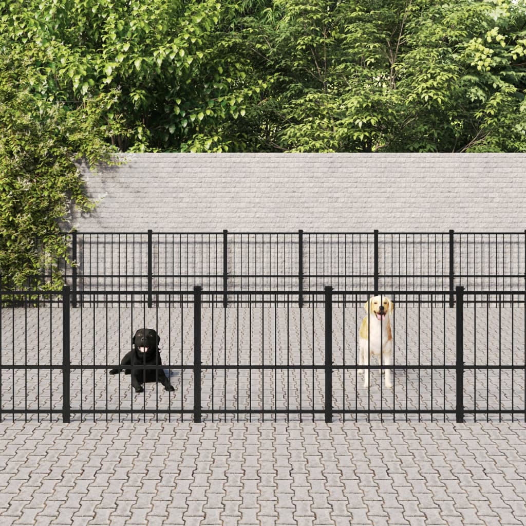 Vidaxl hundekennel for utenfor 52,69 m² stål