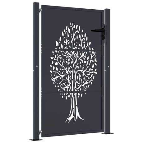 Vidaxl poort 100x125 cm met boomontwerp staal antracietkleurig