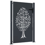 Vidaxl poort 100x125 cm met boomontwerp staal antracietkleurig