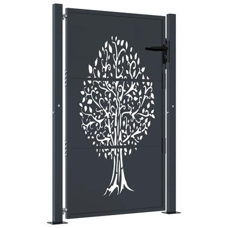 Vidaxl poort 100x125 cm met boomontwerp staal antracietkleurig