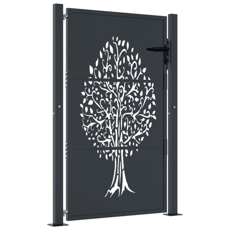 Vidaxl poort 100x150 cm met boomontwerp staal antracietkleurig
