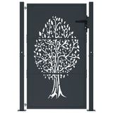 Vidaxl poort 100x150 cm met boomontwerp staal antracietkleurig