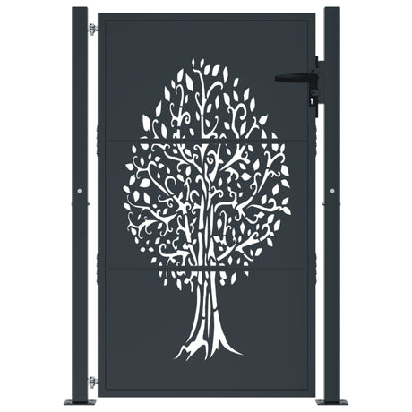 Vidaxl poort 100x150 cm met boomontwerp staal antracietkleurig