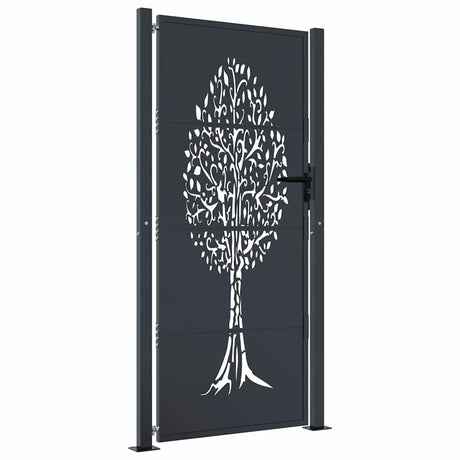 Vidaxl poort 100x175 cm met boomontwerp staal antracietkleurig