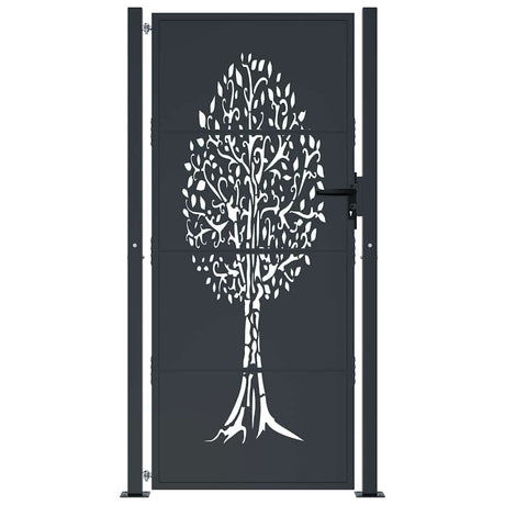 Vidaxl poort 100x200 cm met boomontwerp staal antracietkleurig