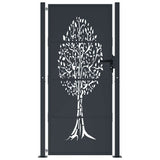 Vidaxl poort 100x200 cm met boomontwerp staal antracietkleurig