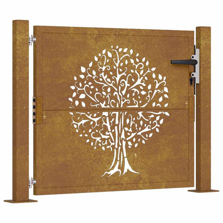 Vidaxl poort 105x105 cm boomontwerp cortenstaal
