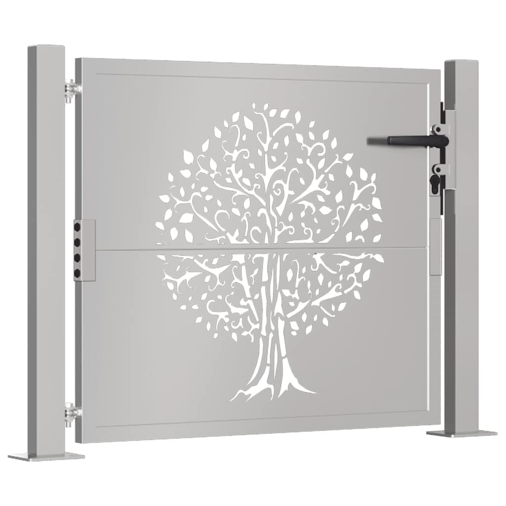 Vidaxl poort 105x105 cm boomontwerp cortenstaal