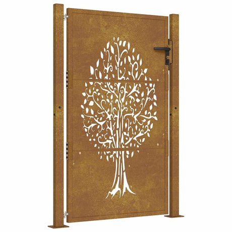 Vidaxl poort 100x125 cm boomontwerp cortenstaal
