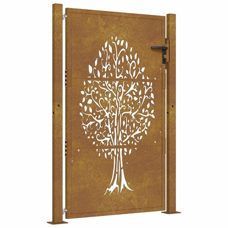 Vidaxl poort 100x150 cm boomontwerp cortenstaal
