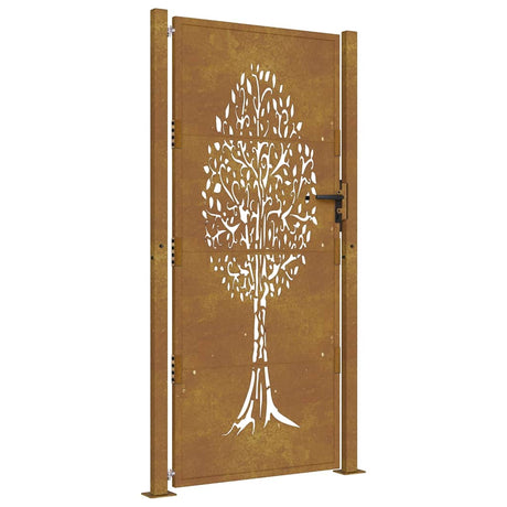 Vidaxl poort 100x200 cm cortenstaal boom ontwerp