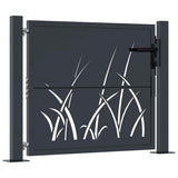 Vidaxl poort met grasontwerp 100x75 cm staal antracietkleurig