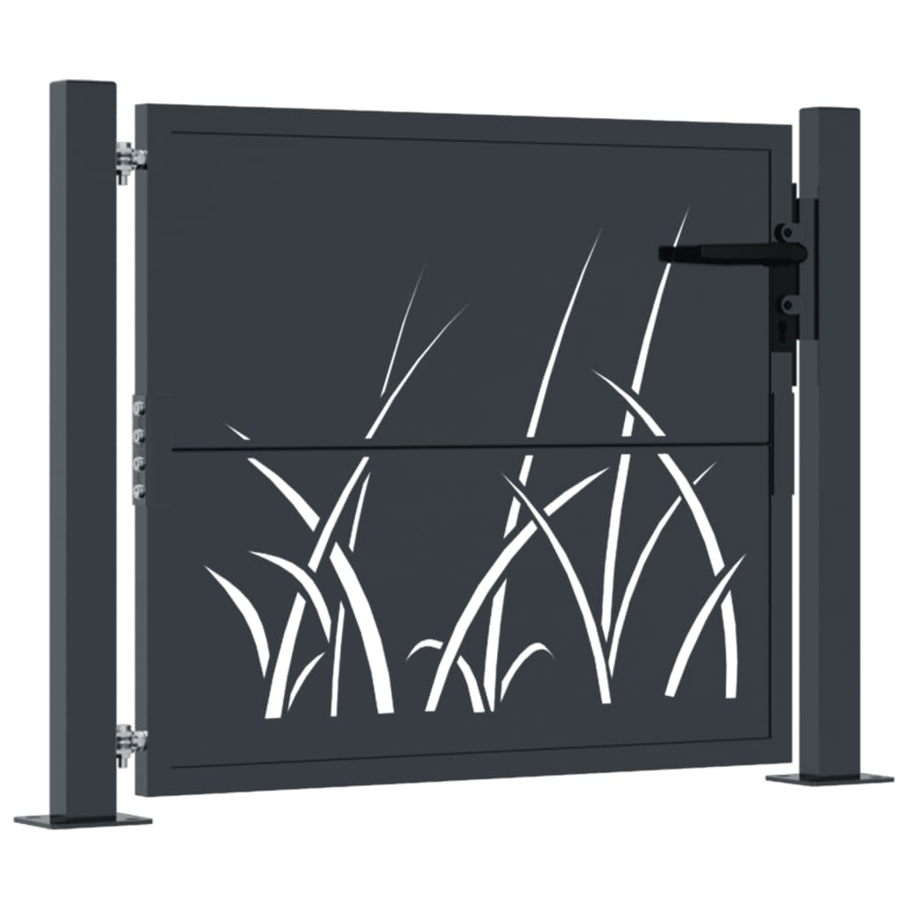 Port Vidaxl avec conception d'herbe 105x80 cm anthracite en acier -colore