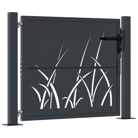 Vidaxl poort 100x100 cm met grasontwerp staal antracietkleurig