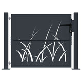 Vidaxl poort 100x100 cm met grasontwerp staal antracietkleurig