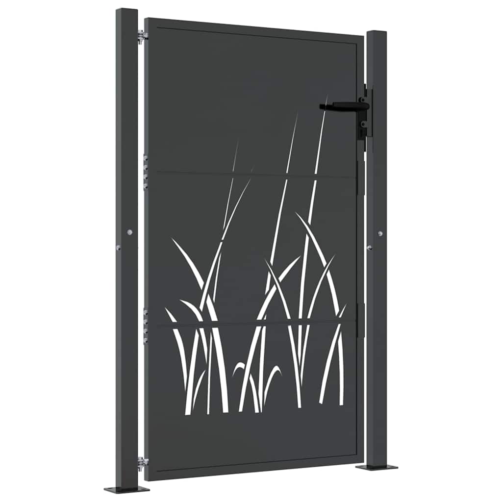 Vidaxl poort 100x125 cm met grasontwerp staal antracietkleurig