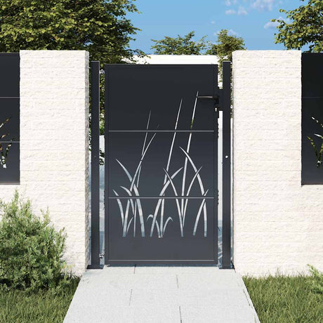 Vidaxl poort 100x150 cm met grasontwerp staal antracietkleurig