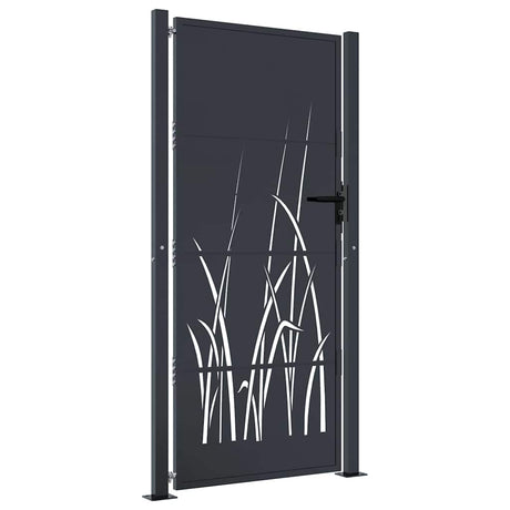 Vidaxl poort 100x175 cm met grasontwerp staal antracietkleurig