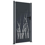 Vidaxl poort 100x200 cm met grasontwerp staal antracietkleurig
