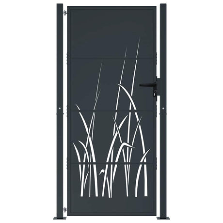 Vidaxl poort 100x200 cm met grasontwerp staal antracietkleurig