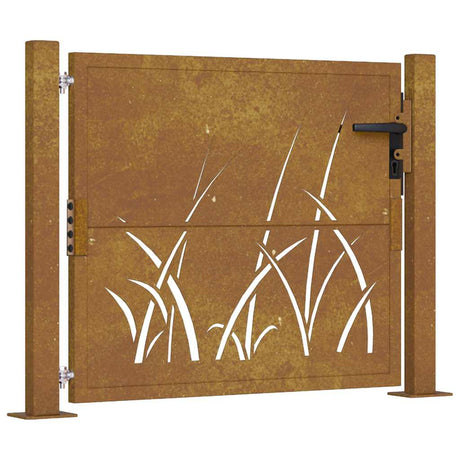 Vidaxl poort grasontwerp 100x100 cm cortenstaal