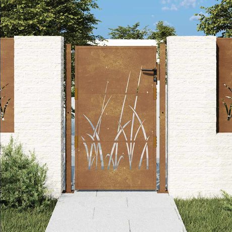 Vidaxl poort grasontwerp 100x150 cm cortenstaal