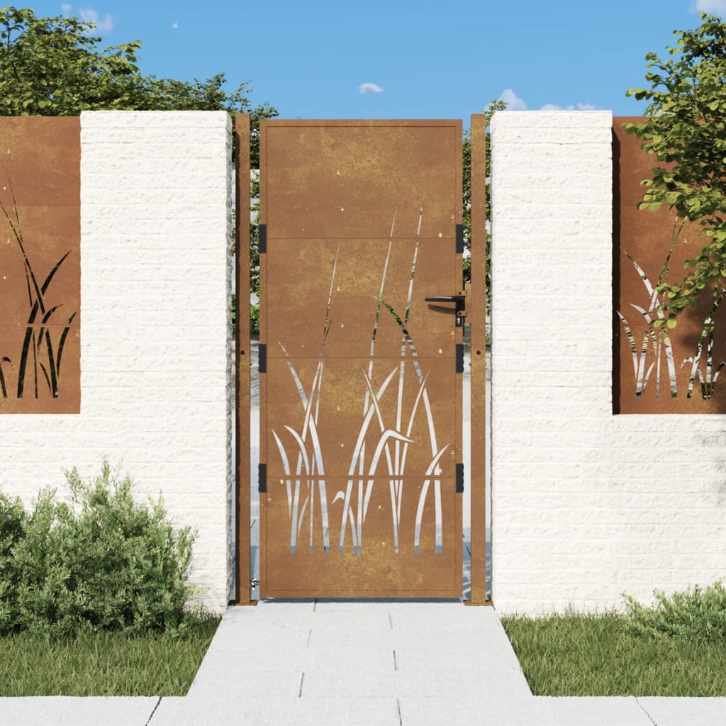 Vidaxl Poort Grass Design 105x180 cm Cortenstaal