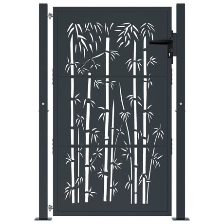 Vidaxl poort met bamboe-ontwerp 100x125 cm staal antracietkleurig