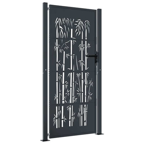 Vidaxl poort met bamboe-ontwerp 100x175 cm staal antracietkleurig