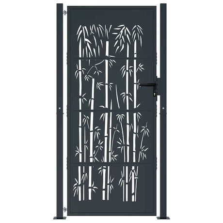 Vidaxl poort met bamboe-ontwerp 100x175 cm staal antracietkleurig