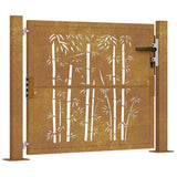 Vidaxl poort met bamboe-ontwerp 105x105 cm cortenstaal