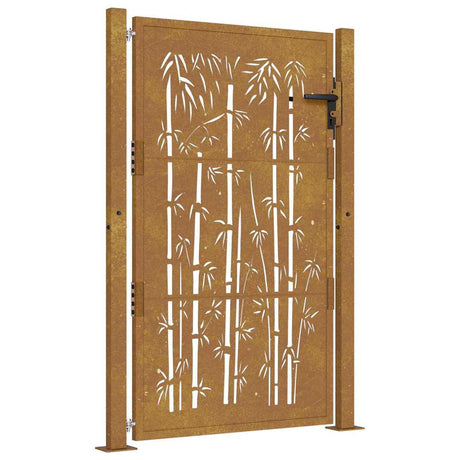Vidaxl poort met bamboe-ontwerp 100x125 cm cortenstaal