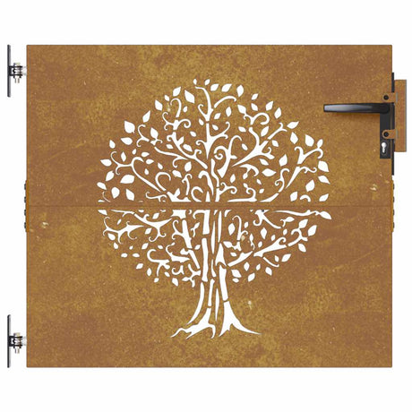 Vidaxl poort 85x100 cm boomontwerp cortenstaal