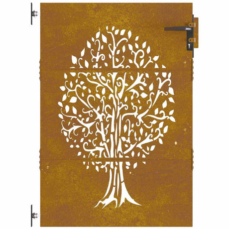 Vidaxl poort 85x150 cm boomontwerp cortenstaal