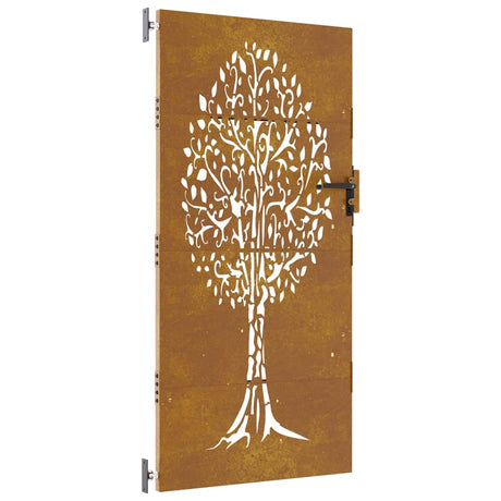 Vidaxl poort 85x200 cm boomontwerp cortenstaal