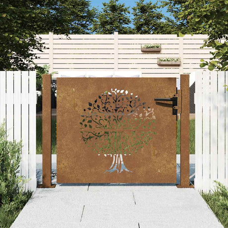 Vidaxl poort 100x75 cm boomontwerp cortenstaal