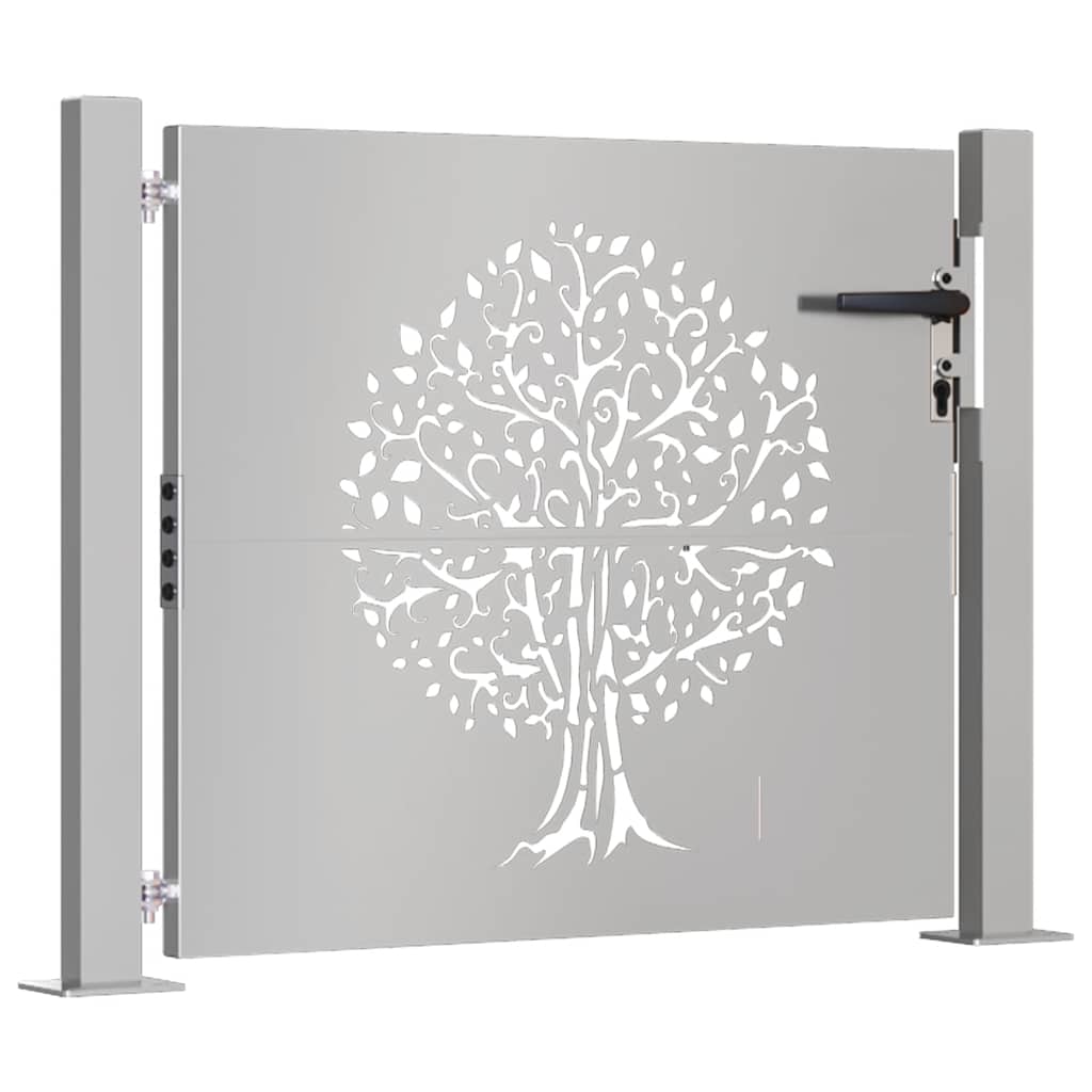 Vidaxl poort 105x105 cm boomontwerp cortenstaal