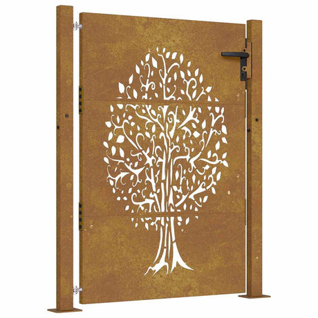 Vidaxl poort 100x150 cm boomontwerp cortenstaal