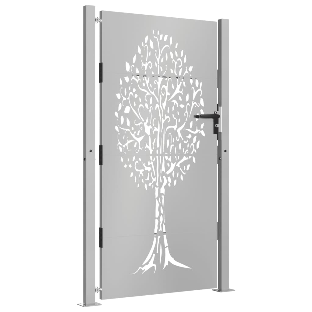 Vidaxl poort 105x180 cm boomontwerp cortenstaal