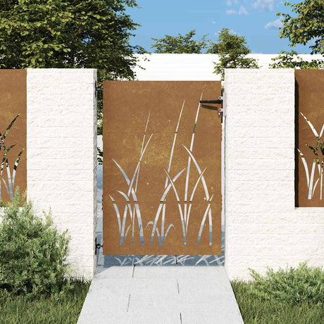 Vidaxl poort 85x150 cm grasontwerp cortenstaal