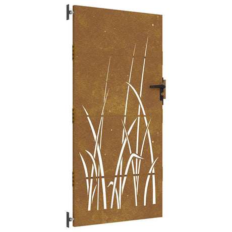 Vidaxl poort 85x200 cm grasontwerp cortenstaal