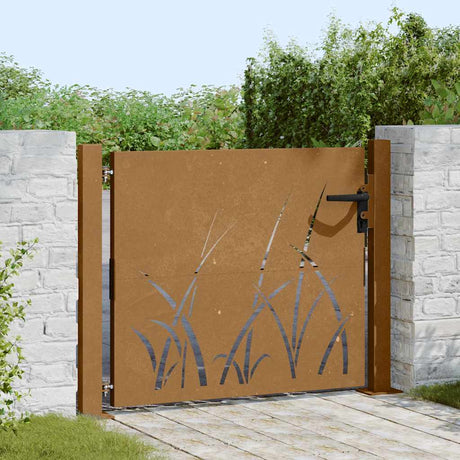 Vidaxl poort 100x100 cm grasontwerp cortenstaal