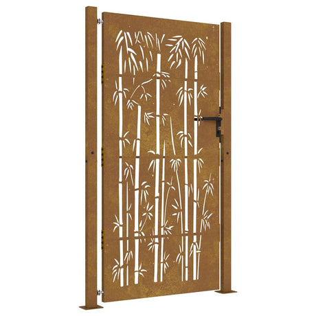Vidaxl poort 100x200 cm bamboe-ontwerp cortenstaal