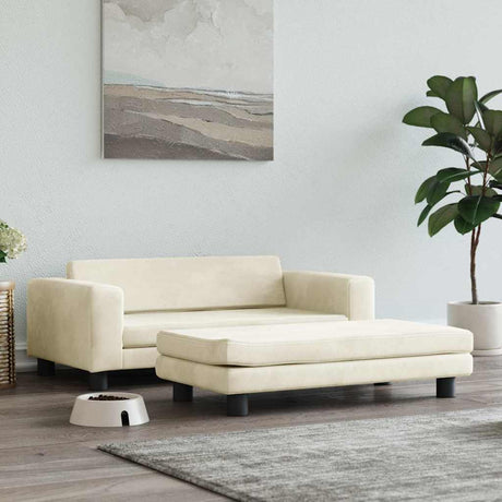 Vidaxl hondenmand met verlengstuk 100x50x30 cm fluweel crèmekleurig