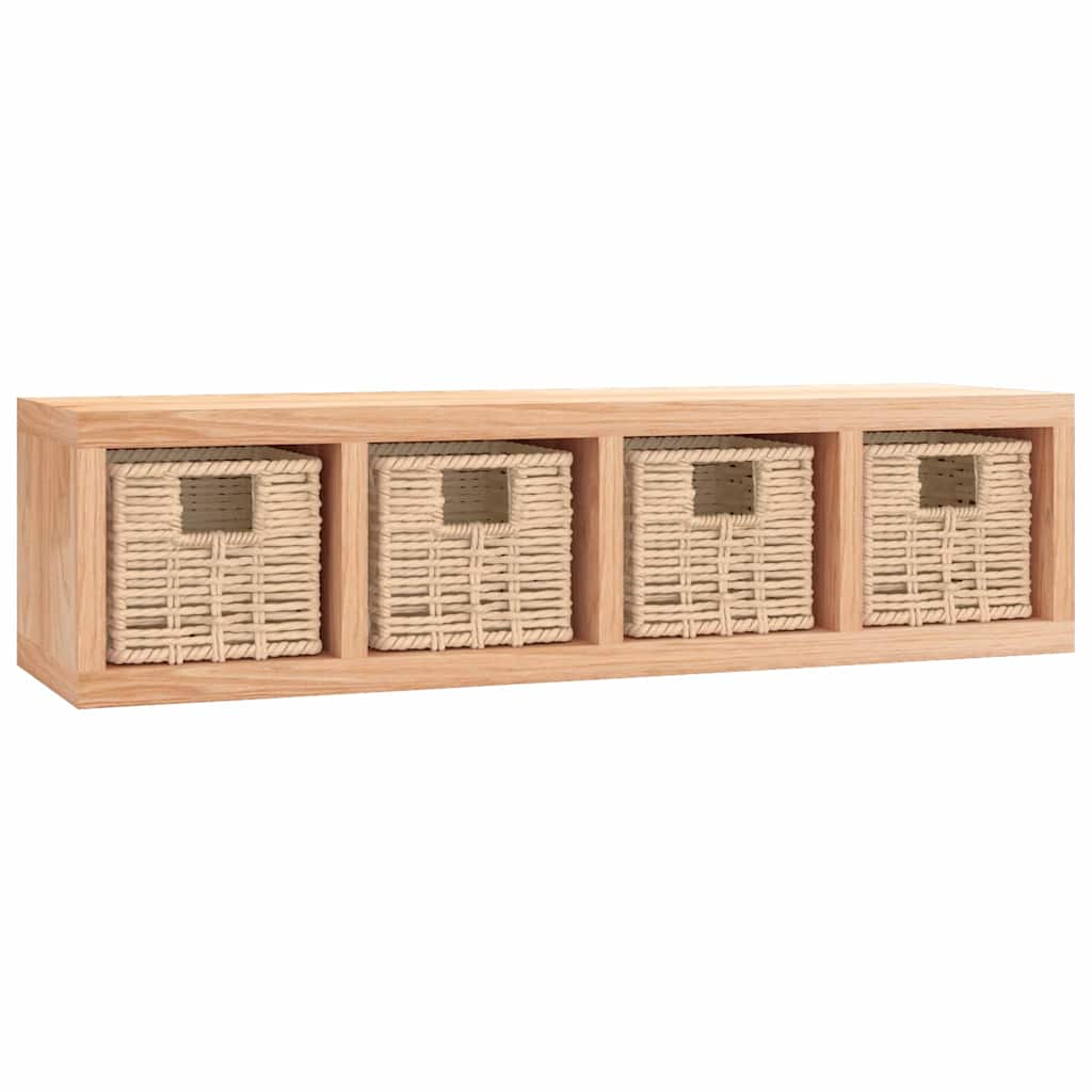 Vidaxl wandschap met manden 62x18x16 cm massief walnotenhout