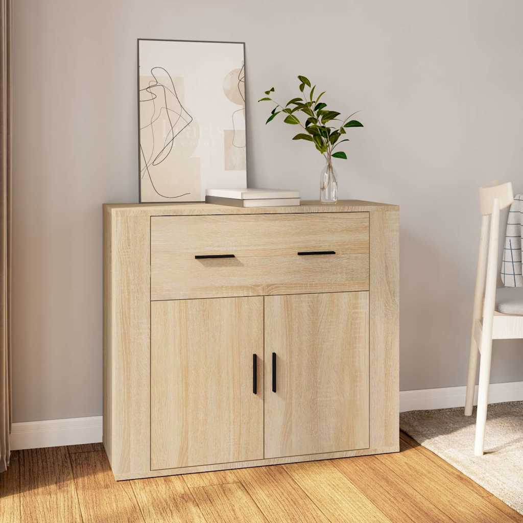 Vidaxl dressoir 80x33x70 cm bewerkt hout sonoma eikenkleurig