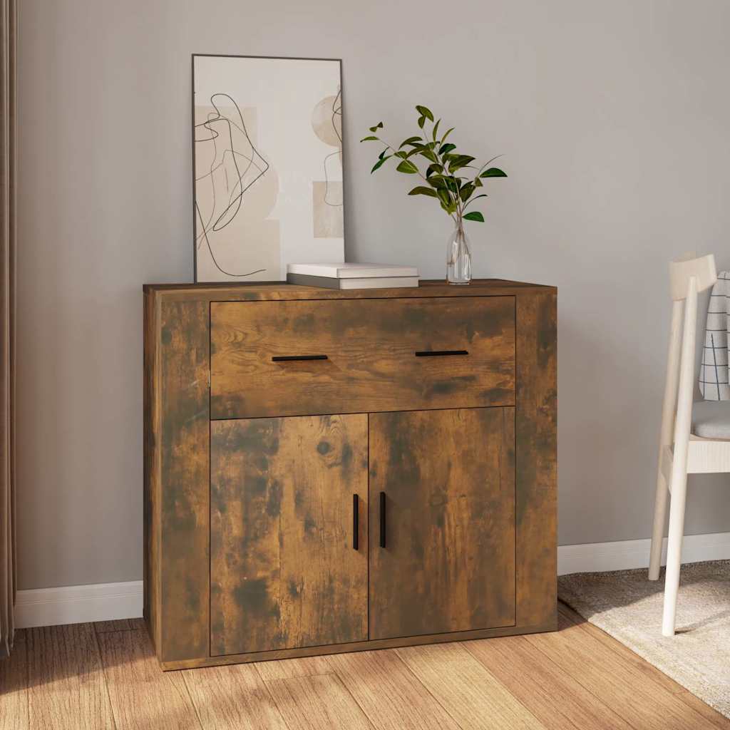 Vidaxl dressoir 80x33x70 cm bewerkt hout gerookt eikenkleurig