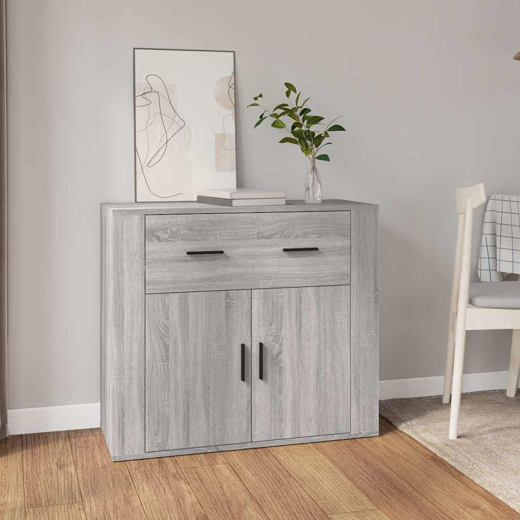 Vidaxl dressoir 80x33x70 cm bewerkt hout grijs sonoma eikenkleurig